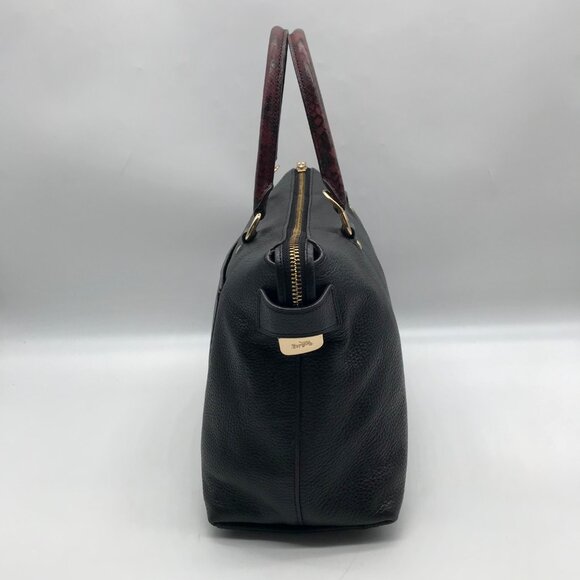 Coach Black Colorblock Pebbled Leather Emma Satchel Bag F34280 - Picture 3 of 11